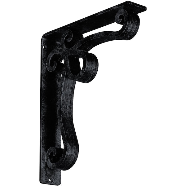 Ekena Millwork Orleans Wrought Iron Bracket, (Triple center brace), Antiqued Pewter 2"W x 10"D x 12"H BKTM02X10X12TOLAPW - main